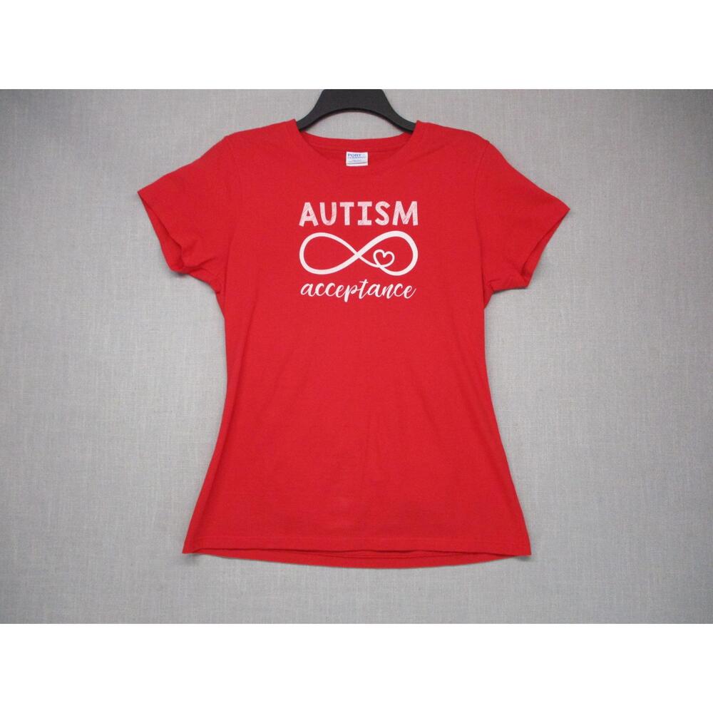 Port And Company Red Graphic Statement Positive Autism Acceptance Women Size M
